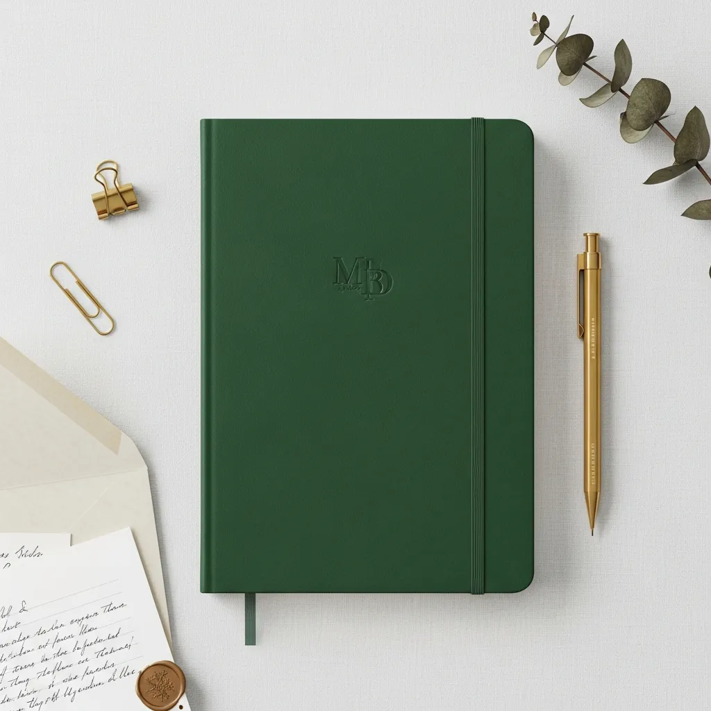 AI flat lay margiraamatu ja stationery toodete reklaamiks