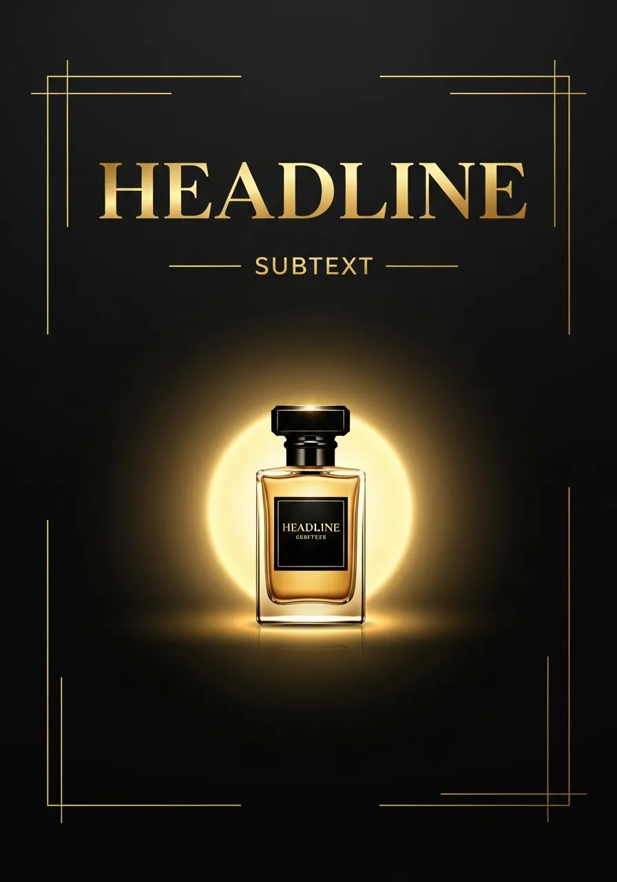 AI launch-poster parfüümi reklaamvisuaaliks