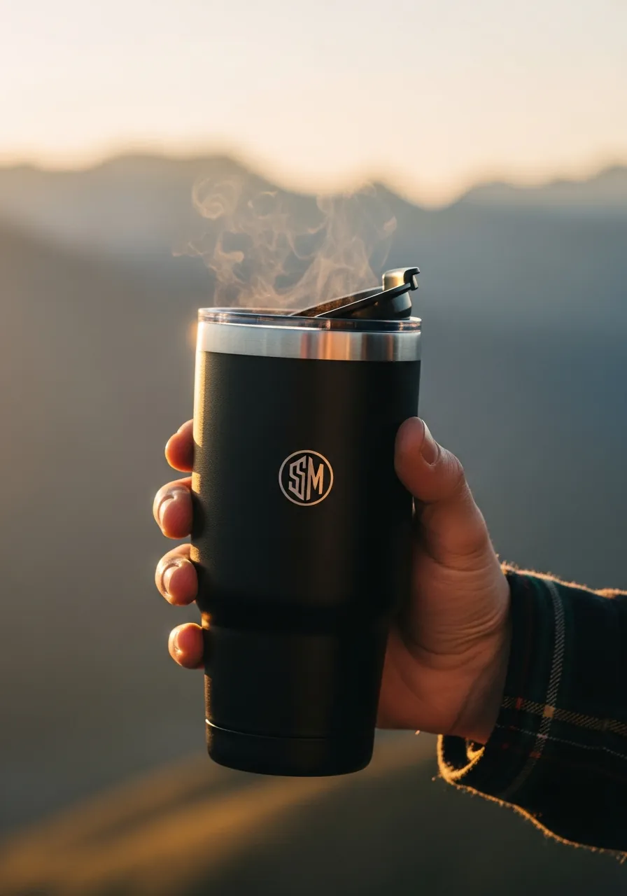 AI lifestyle termokruusi foto outdoor kampaania jaoks