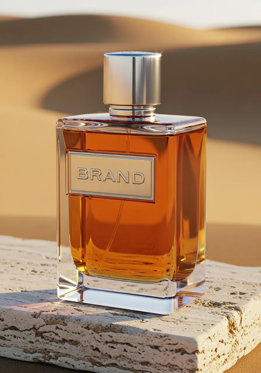 AI loodud parfüümi hero-shot reklaamvisuaaliks