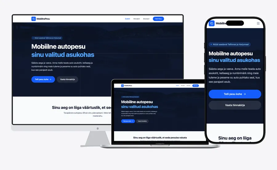 MobiilnePesu — Mobiilne autopesu