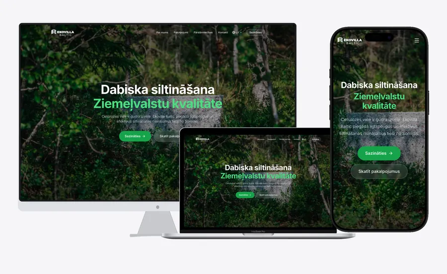 Ekovilla Baltic — website screenshot (2025)